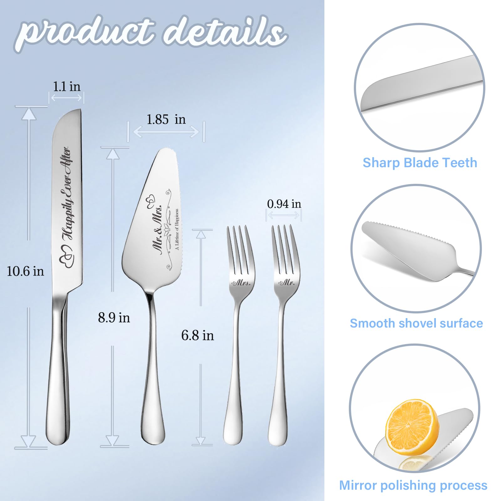 Personalized Wedding Cake Knife Set - Stainless Steel -3 Personalized Wedding Cake Knife Set - Stainless Steel -3