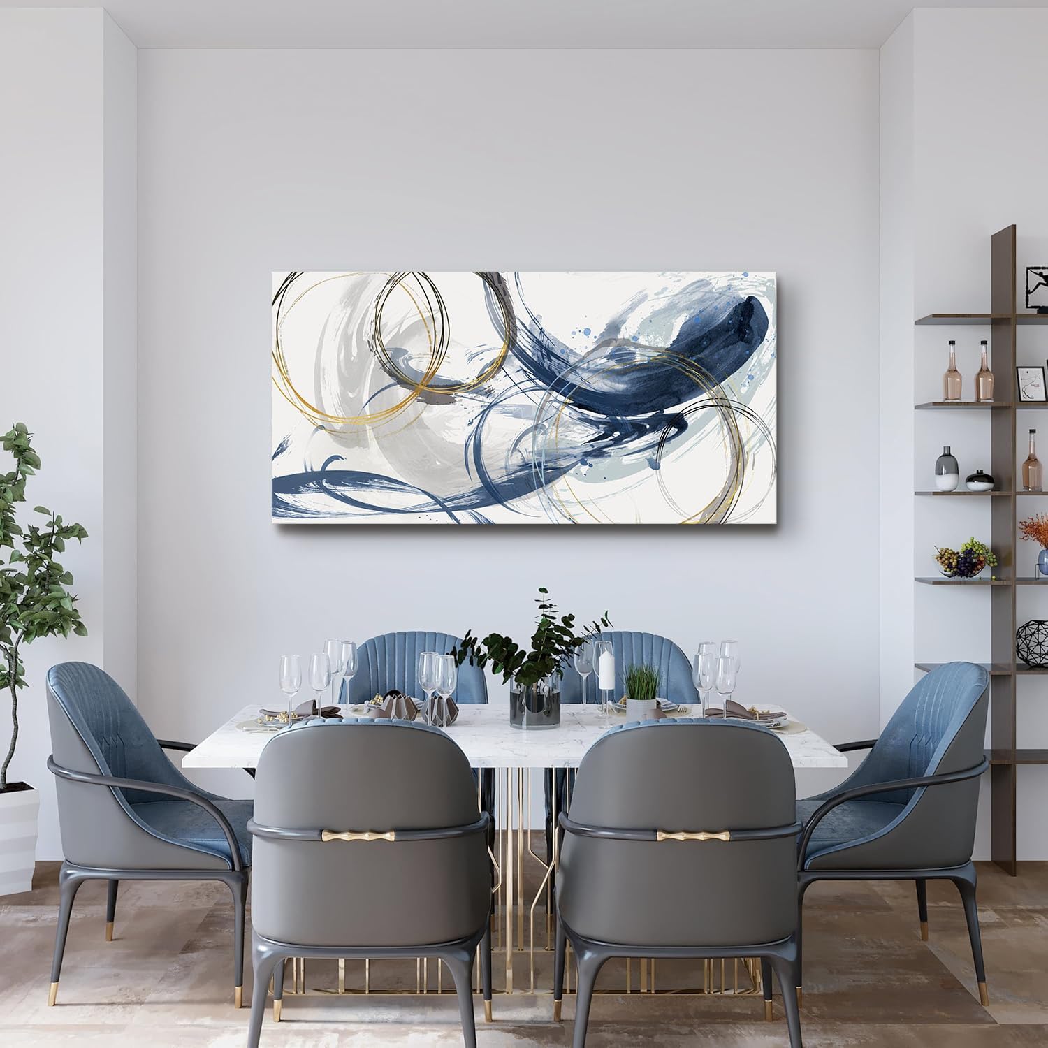 Sxurmtiie Canvas Wall Art Abstract Art Paintings Blue Fantasy Colorful Graffiti on White Background Modern Artwork wall Decor for Living Room Bedroom Kitchen20 x40