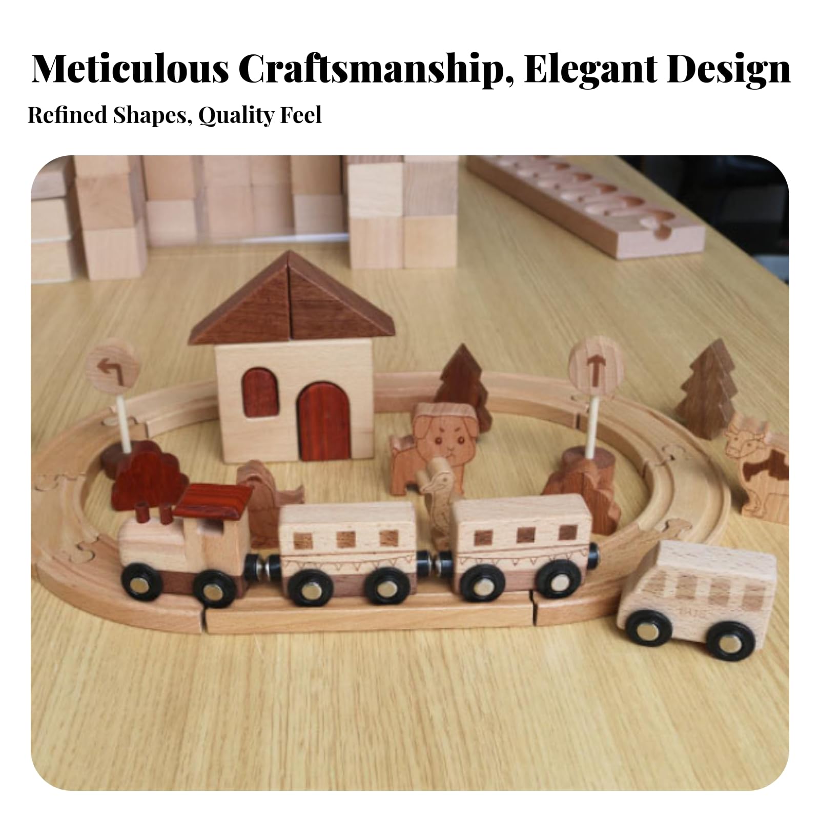 Trenino Giocattolo Legno Ferroviario Legno Coordinatione Occhio-Mano Accessori Scenici per Bambini
