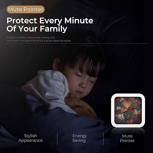 Miniatura 3 de 10" Square Modern Wall Clock,Different Heart Patterns Print Kitchen Clocks Wall Battery Operated,Silent Non Ticking Unique Funny Cute Wall Clock for