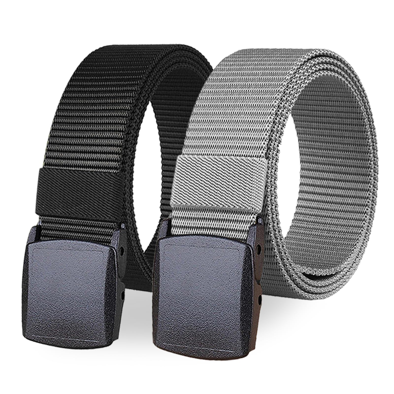 2 Pack Military Nylon Belt, 1.25" Wide No Metal Webbing Tactical Web Belt