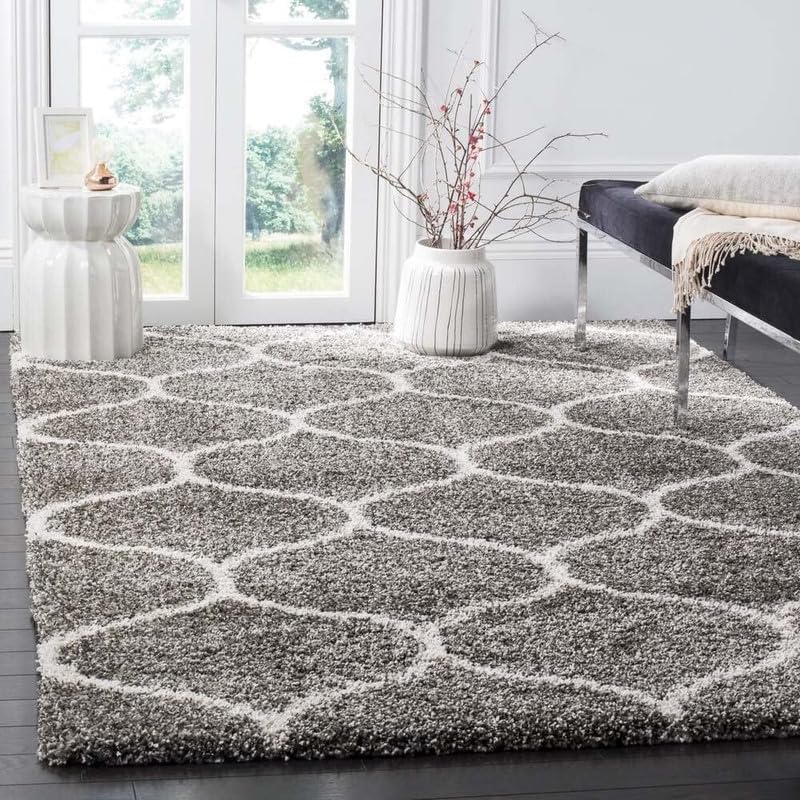 Image of Carpet for Living Room 5X7 FEET Modern Soft Shaggy Carpet Thick, Fluffy & 2 inch Pile Shag Rug for Your Kids Room, Bedroom & Livingroom (Grey White 1)
