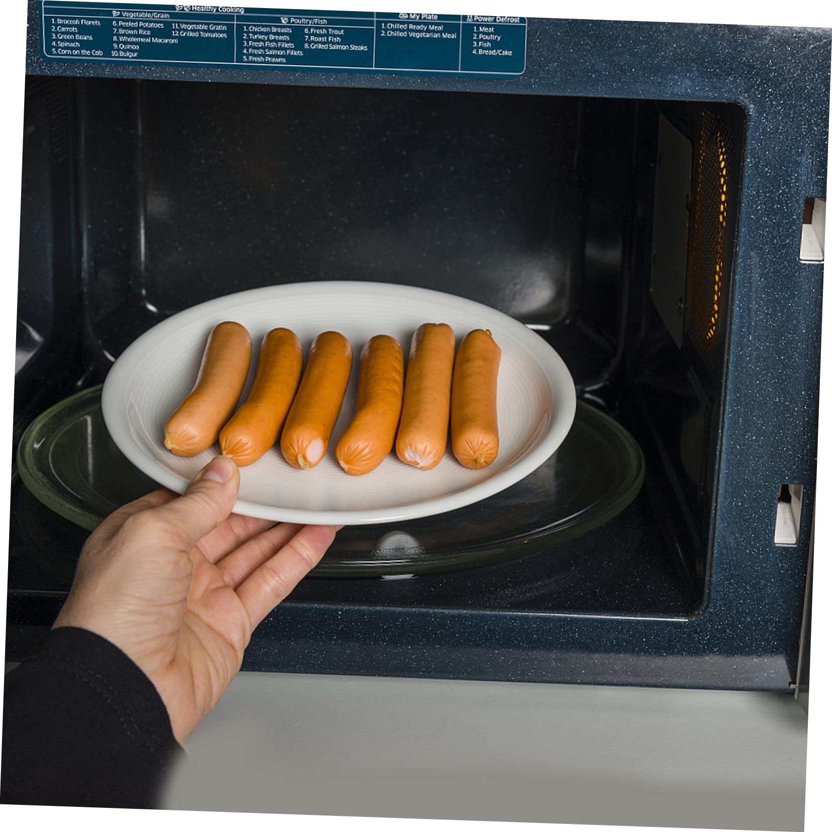 Plato Giratorio Superficie Antideslizante Bandeja Redonda de Vidrio para Microondas de 27cm, Resistente al Calor, Fácil de Limpiar Blanco