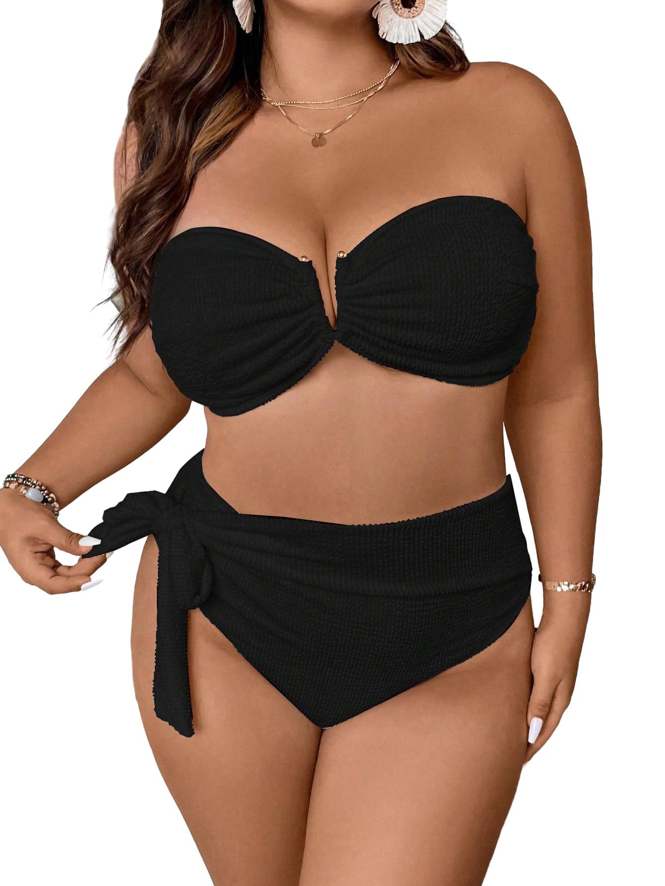 MakeMeChic Women's Plus Size SwimsuitL