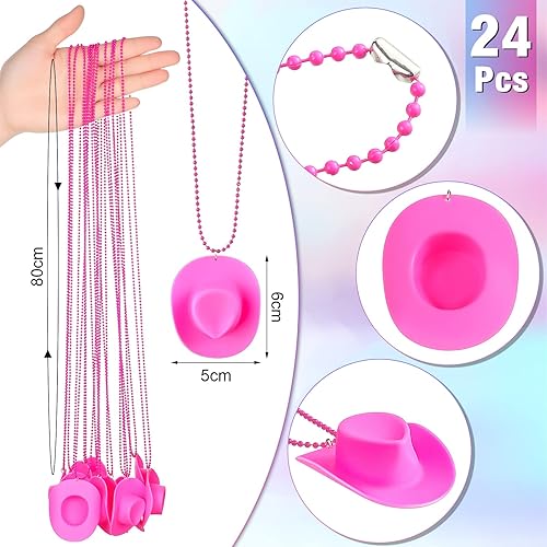 Miniatura 3 de Tudomro 24 collares de sombrero de vaquero de vaquera, recuerdos de fiesta de vaquero, mini sombreros de vaquero, collares con cuentas de sombrero