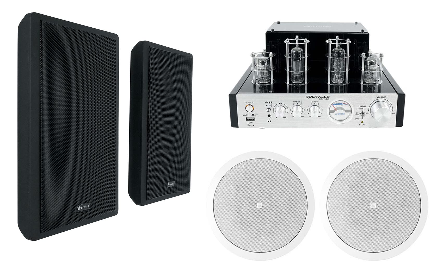 Rockville Bundle: (1) Rockville Blutube WD 70w Bluetooth Tube Amplifier Bundle with (2) JBL Control 26C 6.5