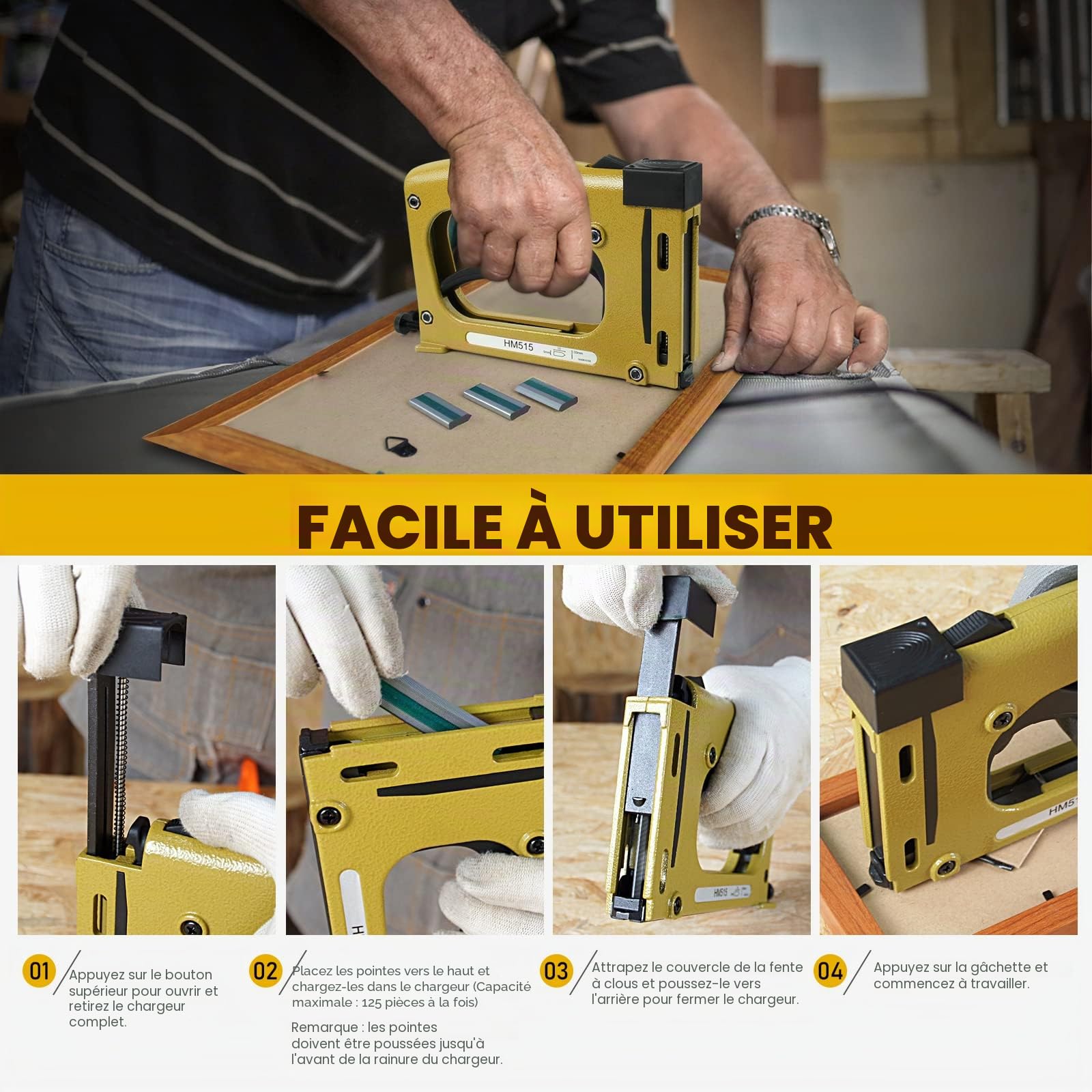CTS HM515 agrafeuse manuelle 1000 pces pour cadres et bois