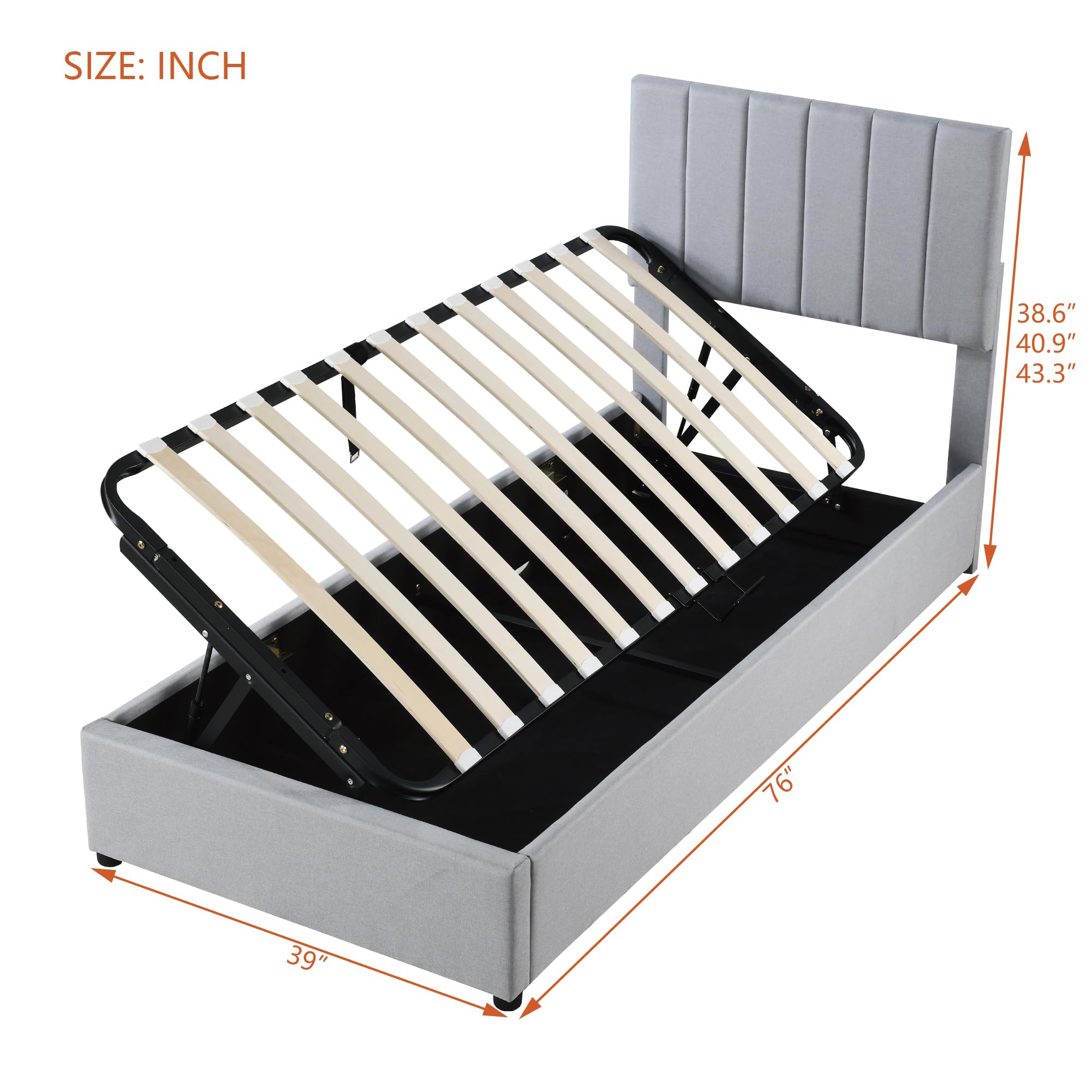 Amazon.com: Twin Size Bed Frame with a Hydraulic Storage System