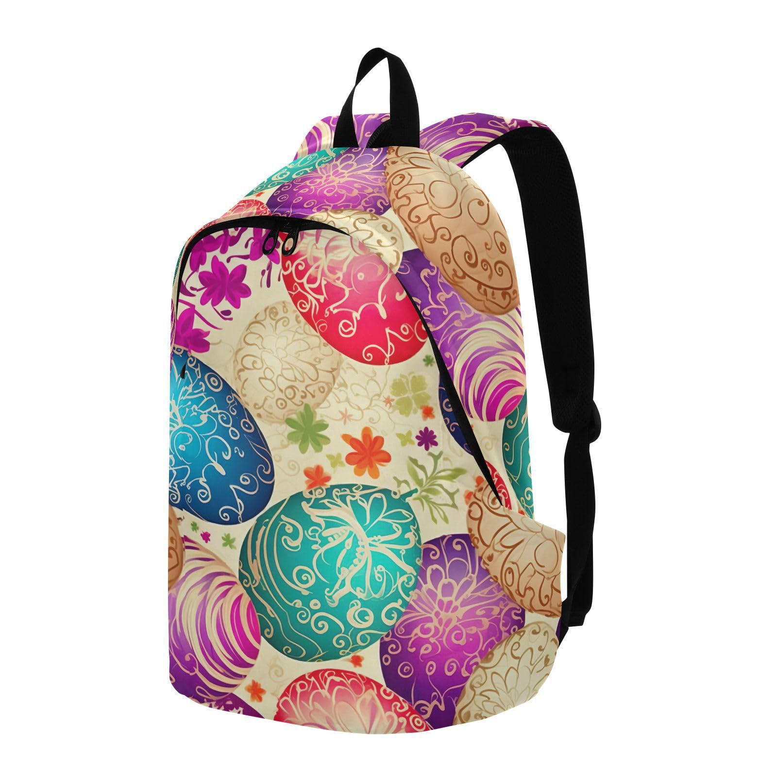 MCHIVER Travel Backpack Easter Floral Egg Casual Daypack Backpacks Lightweight Carry on Bag Water Resistant Hiking Backpack for Women and Men