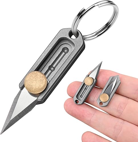 Cuchillo de bolsillo pequeño, cuchillo de llavero para hombres, cuchillo utilitario EDC, cuchillos de titanio geniales, cuchillos pequeños