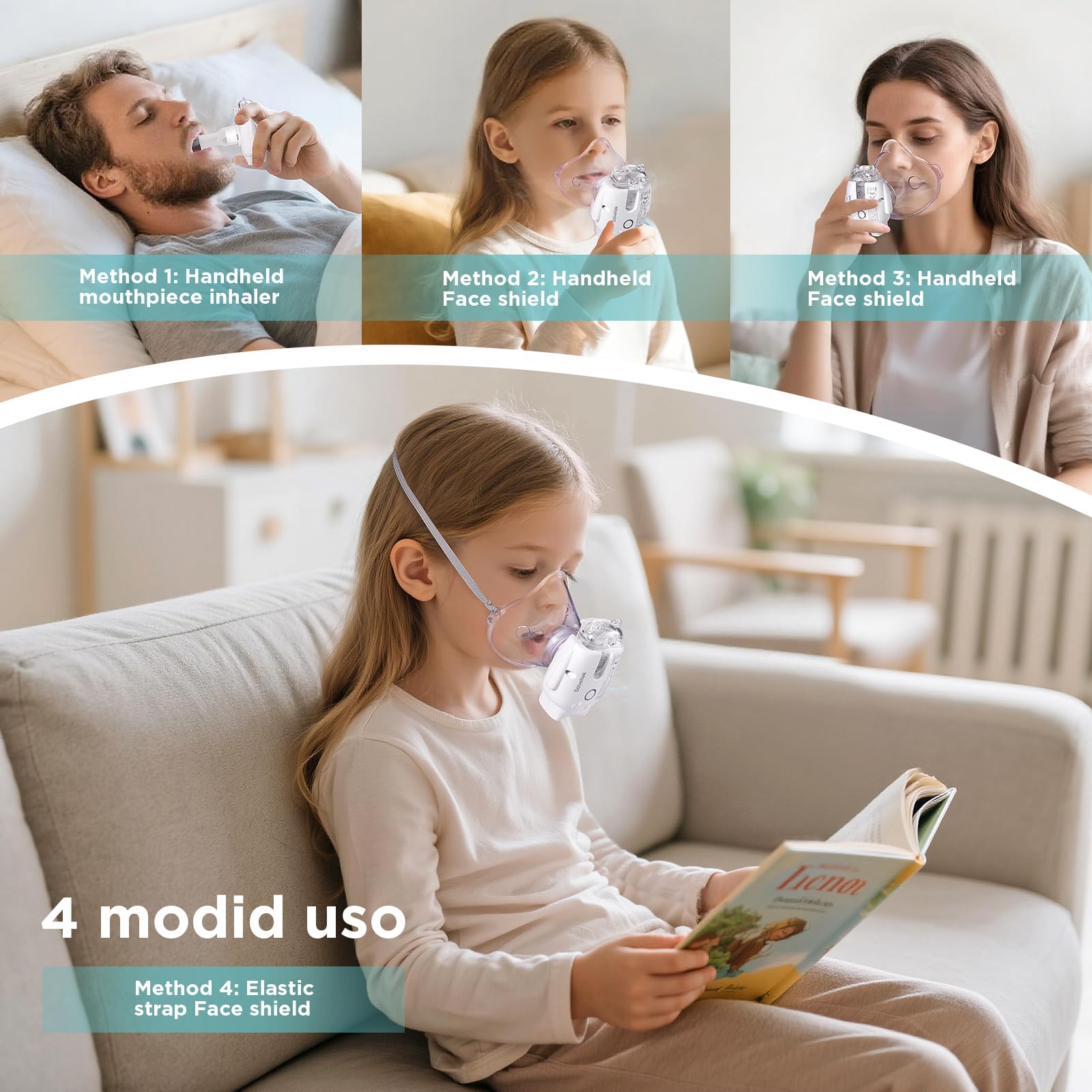 Inhalationsgerät Für Kinder&Erwachsene, USB Wiederaufladbar Nebulizer Inhalator sehr leise, Partikelgröße 1-5µm, Vernebler Inhaliergerät Tragbar mit Ultraschall Technologie, Ultraschall Nebulizer