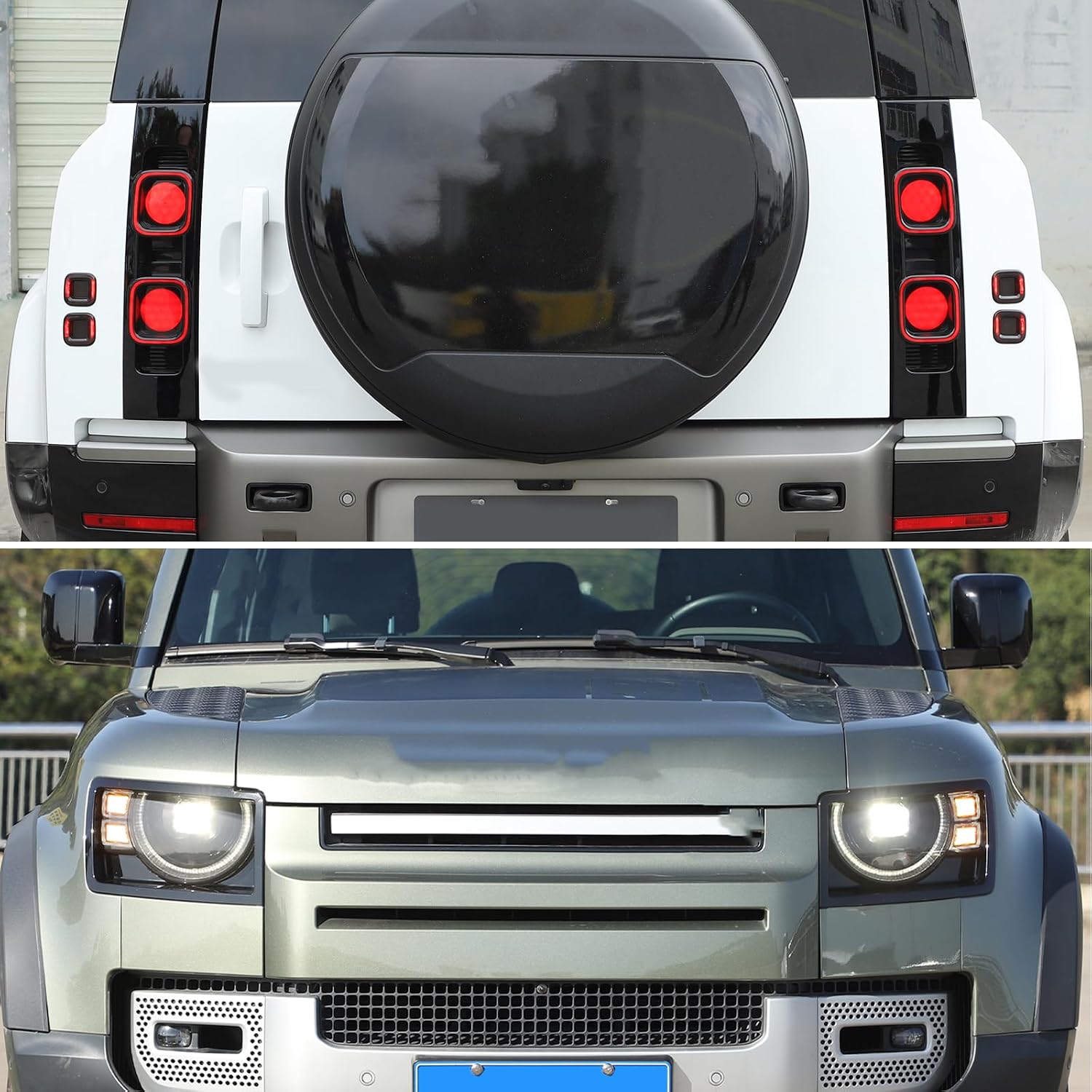 HAPPYHORSE Car Front and Rear Lamp Cover Trim Compatible with Defender 90 110 130 2020-2025，ABS Smoked Front Headlights and Rear taillights Protection Cover Decoration (Headlights and taillights)