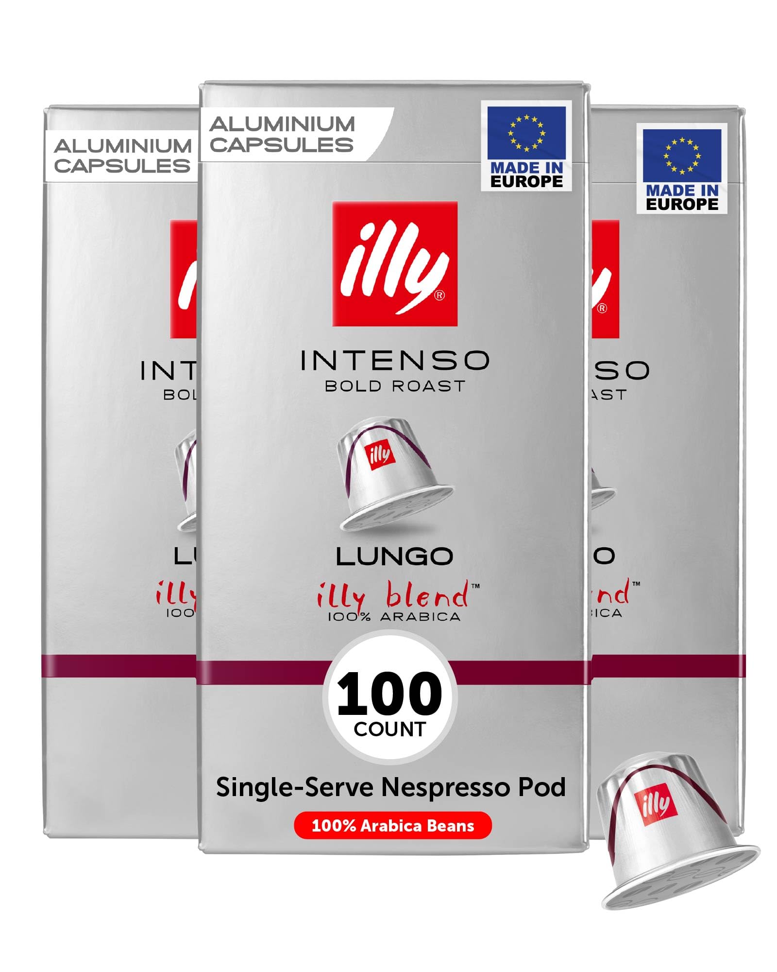 illyAluminum Espresso Capsules - Compatible with Nespresso Machines - Intenso Lungo Roast Coffee - Bold & Full of Flavor-Notes of Cocoa and Dried Fruit-Single Serve Capsules - 10 Count (Pack of 10)