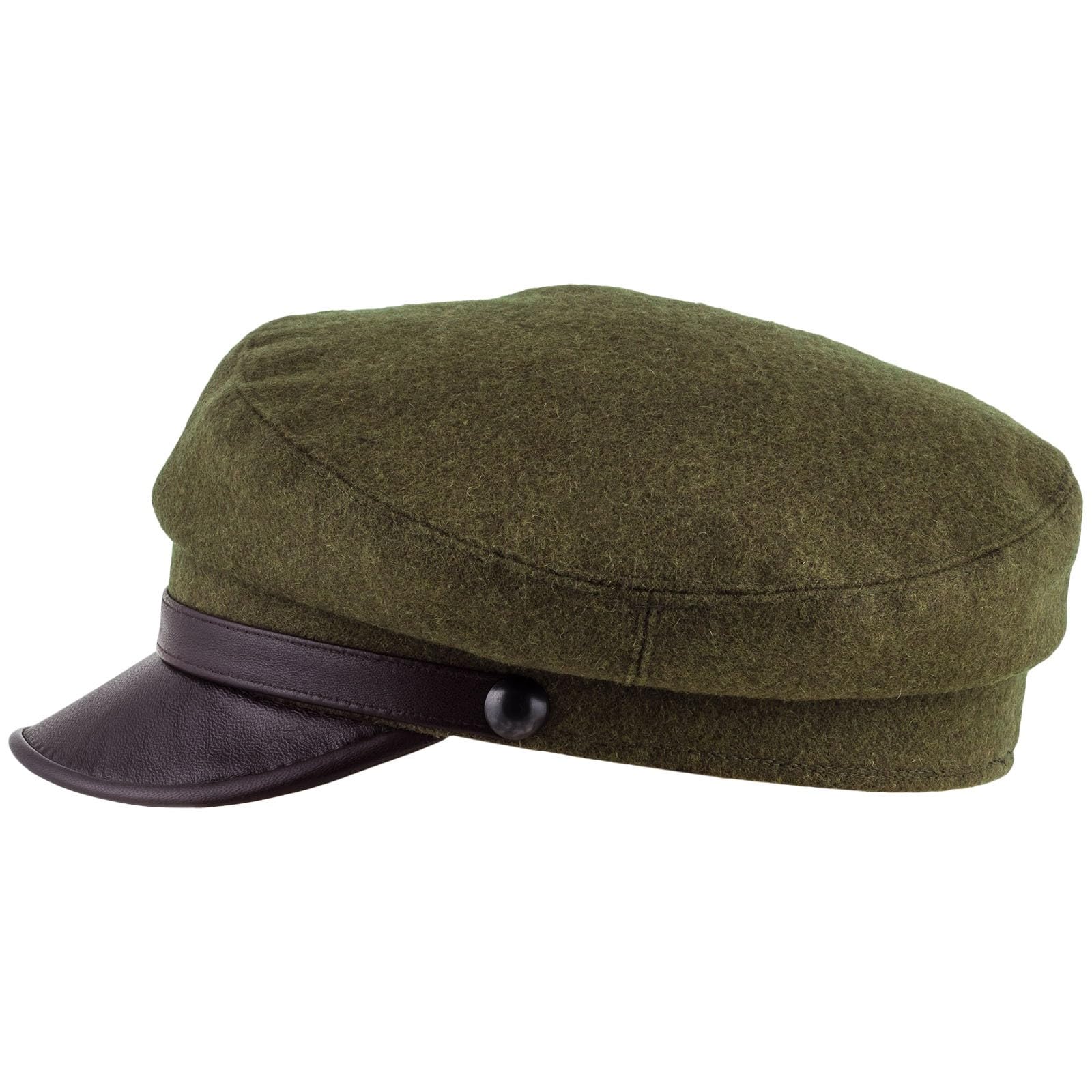 Sterkowski Maciejowka Model 4 Wool Fiddler Cap | Warm Breathable Greek Style Cap with Leather Visor