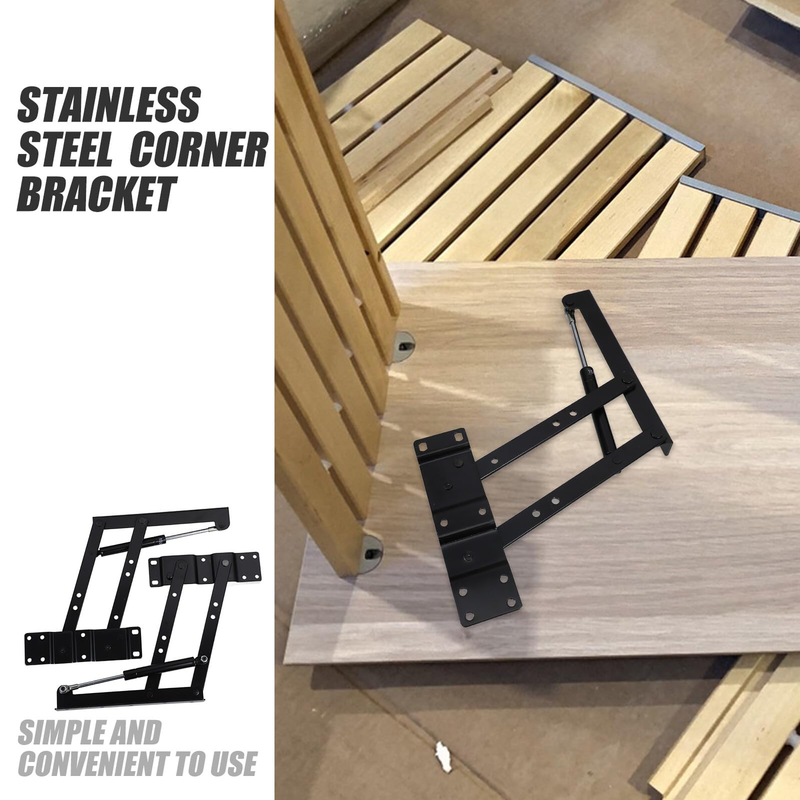 TEHAUX Soporte Elevador Plegable de Hierro para Mesa de Centro y Té, Estructura Resistente Resorte, Ahorro de Espacio, Adecuado para Mesas Elevadoras Funcionales