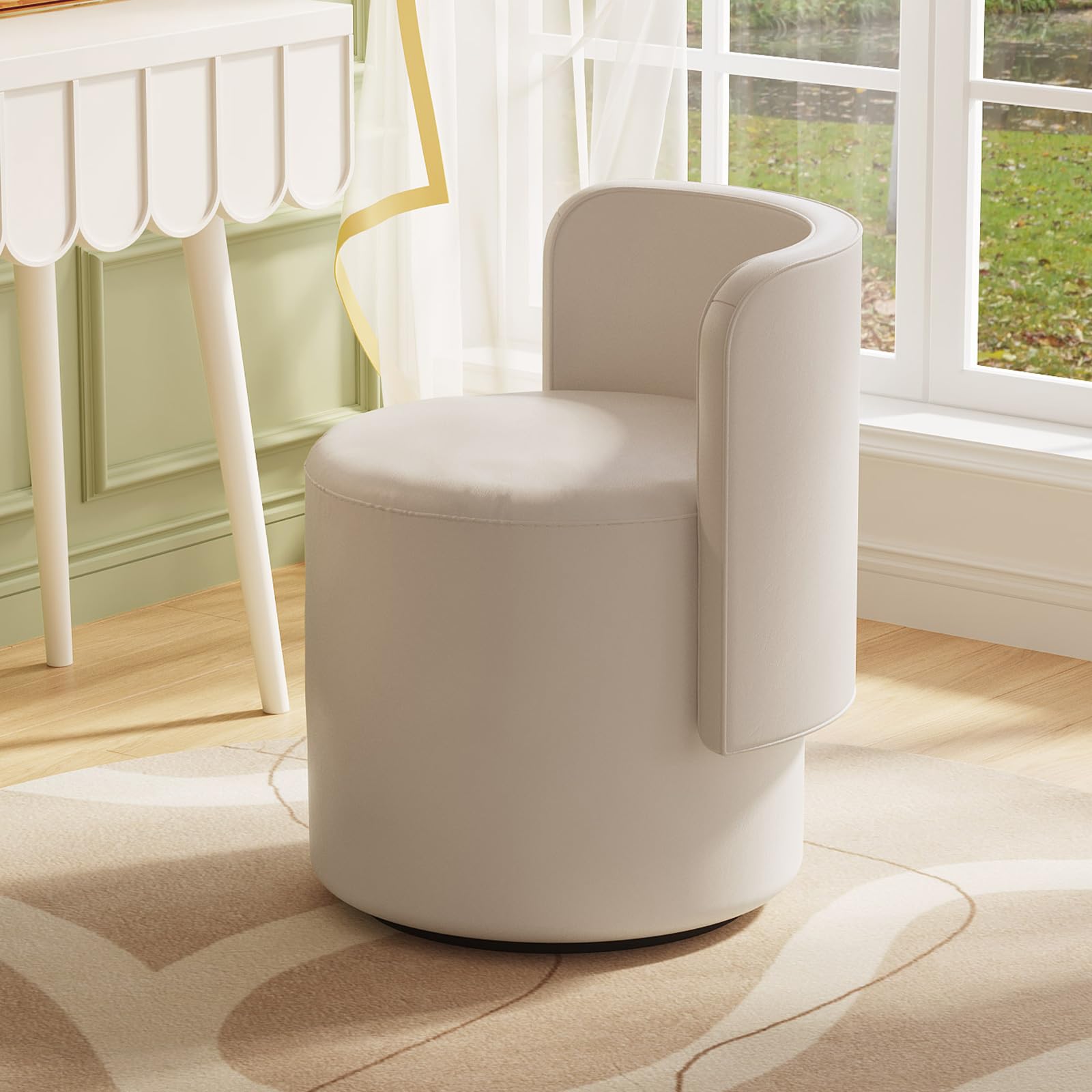 Miuuod Chaise de Maquillage Pivotante Moderne avec Dossier, Chaise d'Accent Ronde Multifonctionnelle pour Salon, Entrée, Couloirs, Chaises de Coiffeuse pour Chambre