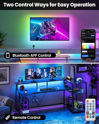 Miniatura 5 de Pak Luces LED para dormitorio de 16.4 pies, tira de luces LED inteligentes RGB+IC con aplicacióncontrol remoto, sincronización de música que cambia