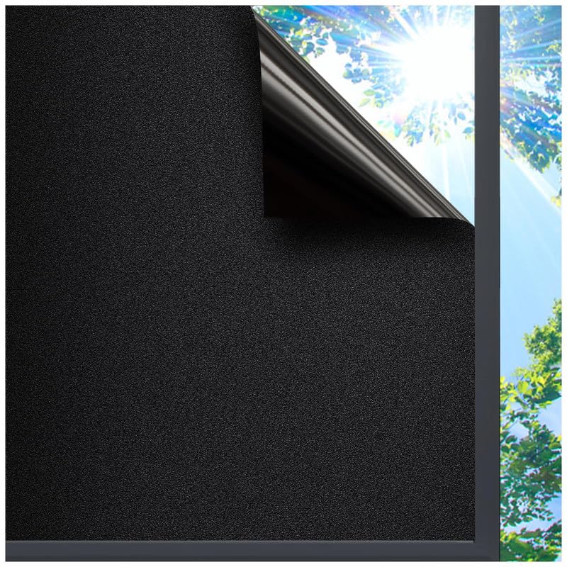 Image of Blackout Black Film for Glass Window, self Adhesive Glass Film for Privacy Glass Film for Sunlight Heat Blocking, Glass Window, Office Cabins, Home - 100% Black Glass film24 X 240 Inchs