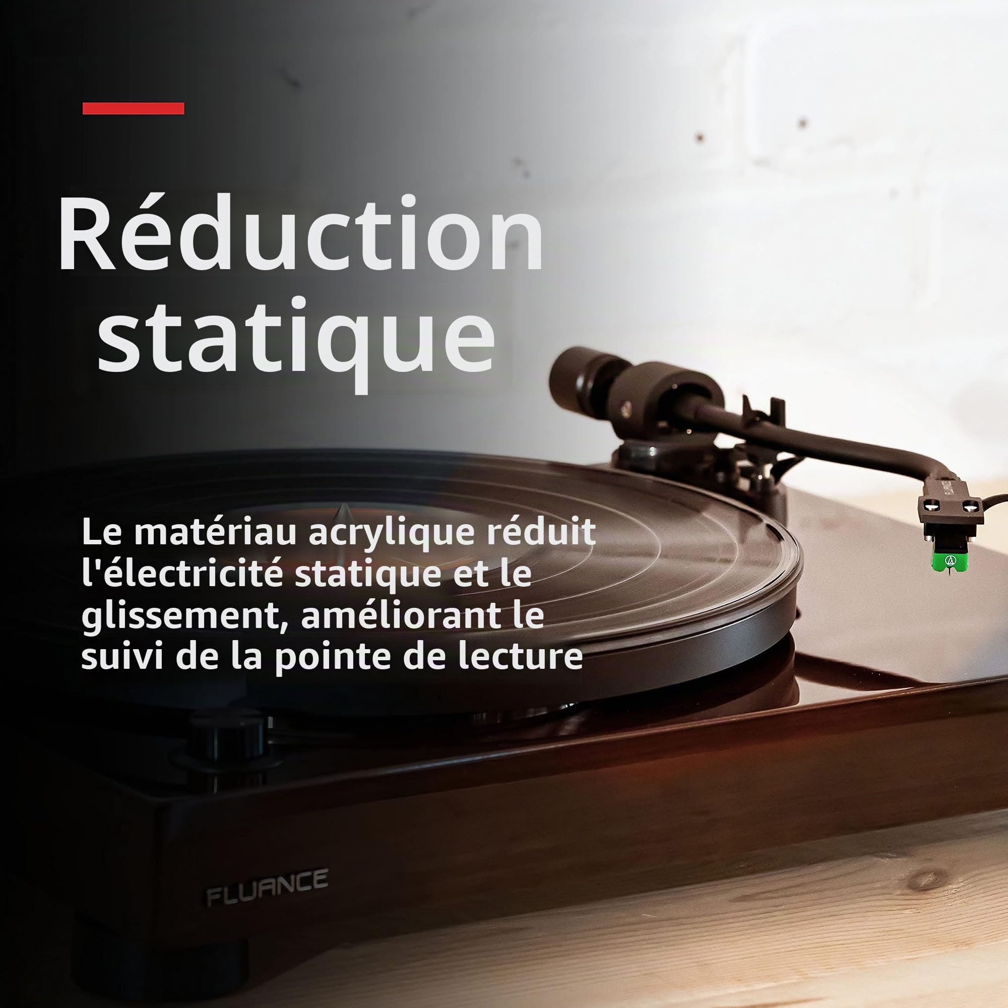 Fluance Tapis de plateau en acrylique pour platines – Réduit les vibrations pour une meilleure clarté sonore pour la lecture de disques vinyles, antistatique, usiné avec précision, compatible avec les
