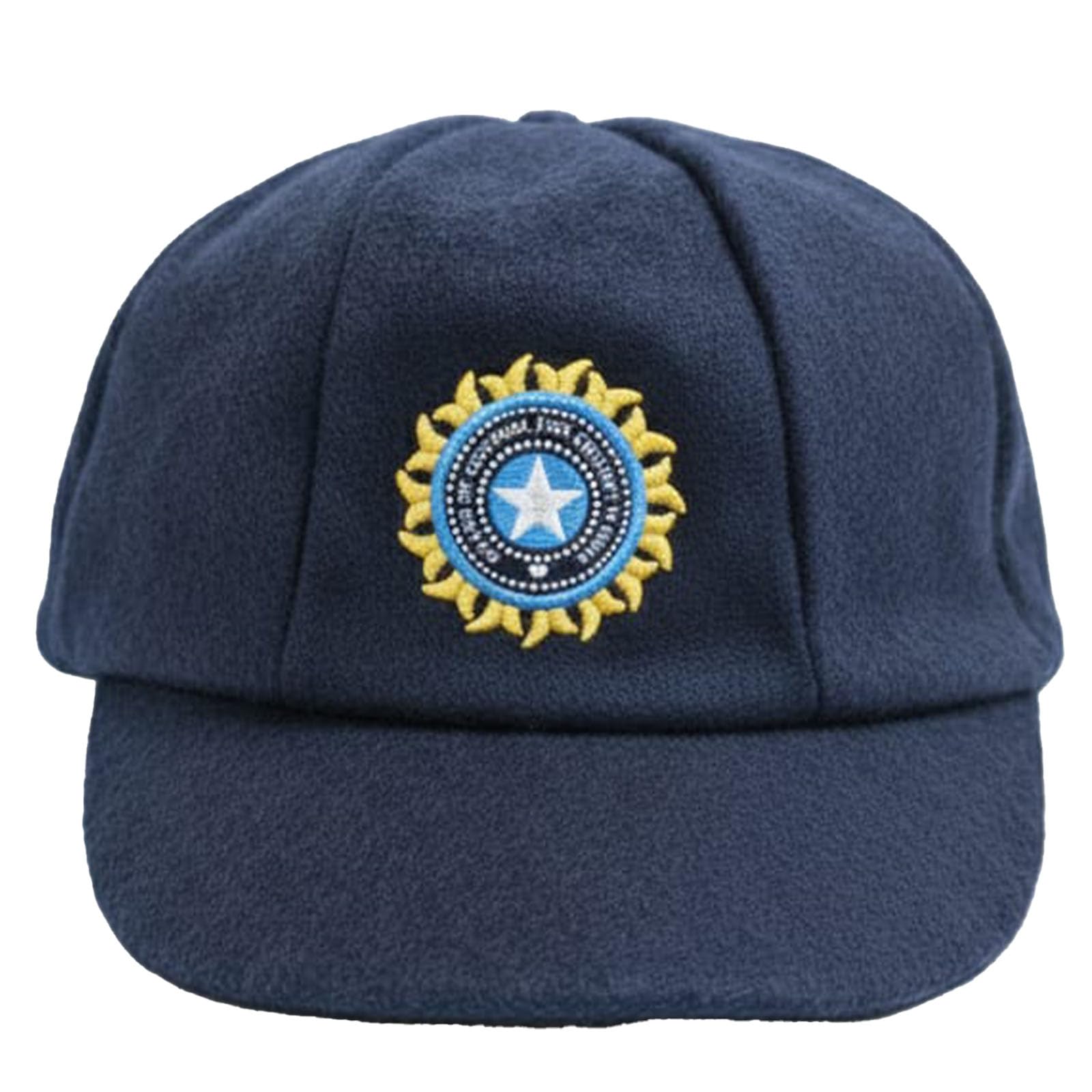 India Baggy Style Test Cricket Cap, Blue, Embroidery, for Cricket Lovers, Cricket Hat