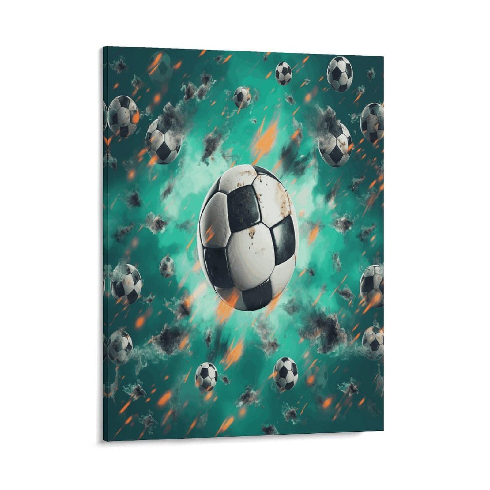 Adfgyerh Style Soccer Wall Art Framed,Canvas Prints Ready To Hang Home Decor,Canvas Wall Art For Living Room Hallway Office Wall Decor 16X20inch(41X51cm)