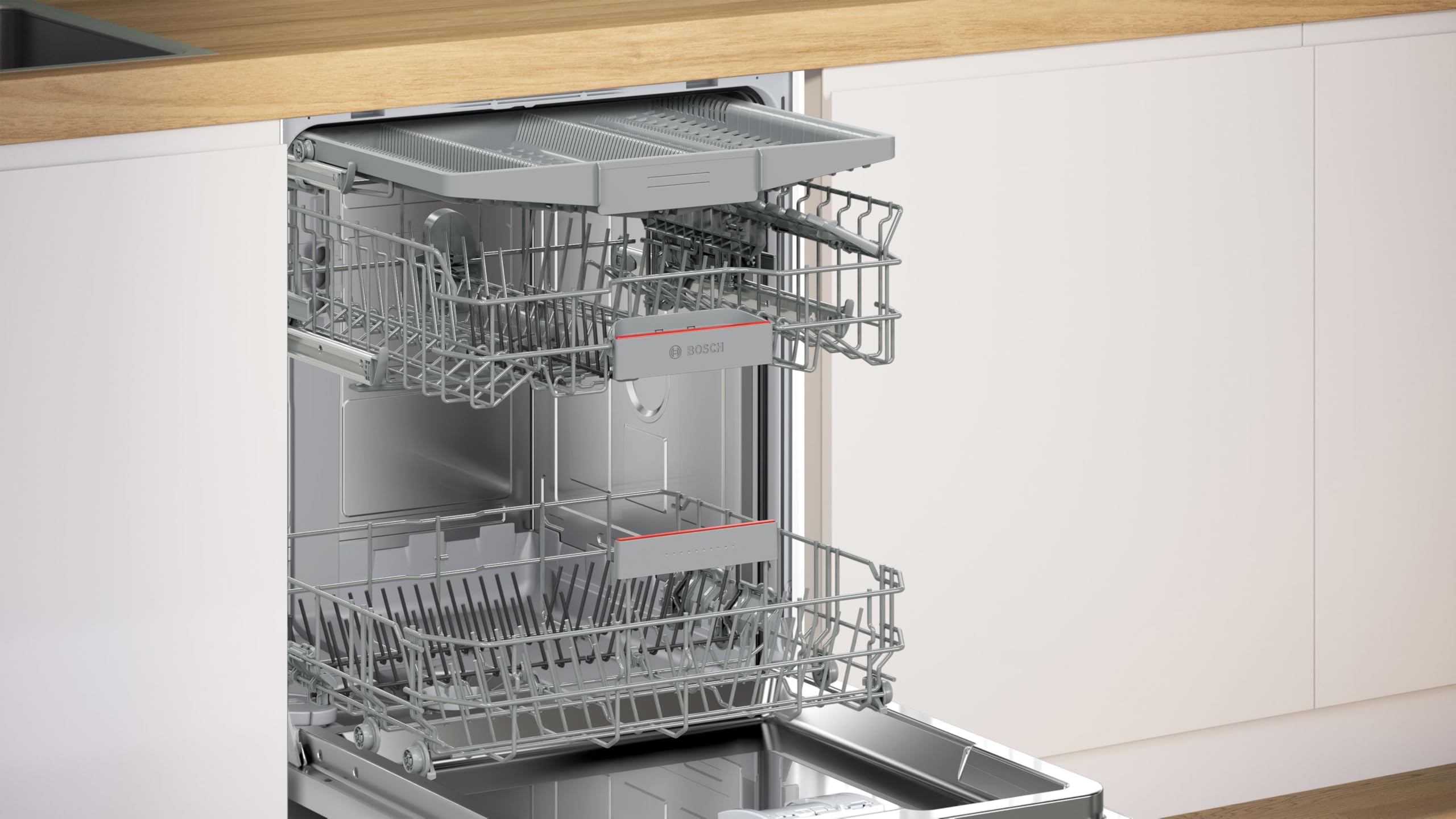 Bosch SMI4EVS08E Serie 4, Lavastoviglie da incasso con frontalino, Home Connect, EfficientDry: apertura automatica della porta, Diagnostica da remoto, Assistente al lavaggio, Acciaio, 60 cm