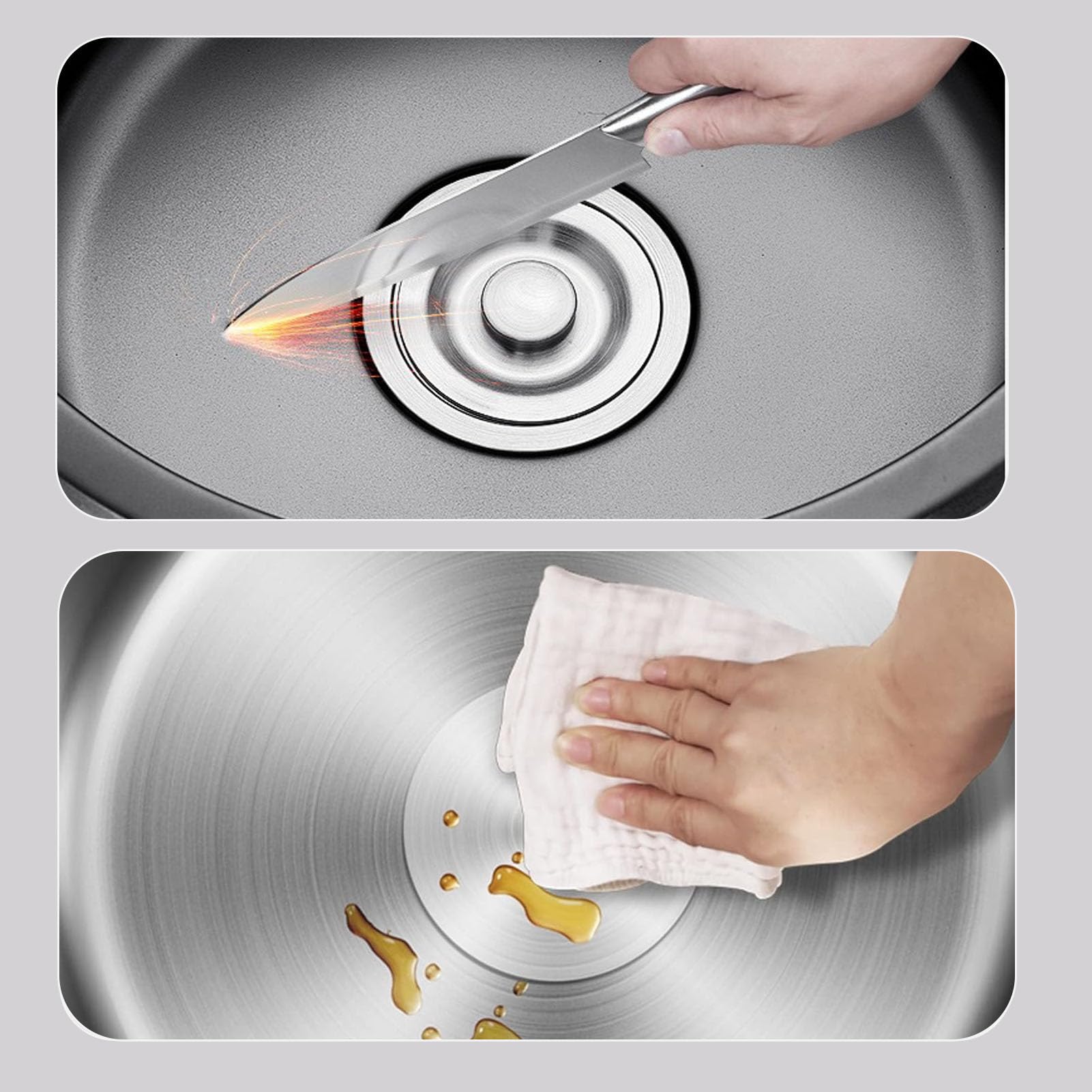Fregadero pequeño de Acero Inoxidable de un Solo Seno, Color Plata, Redondo, Nano. Fregadero de Cocina con rebosadero y escurridor. Incluye Kit Completo de desagüe y Fijaciones. Mo