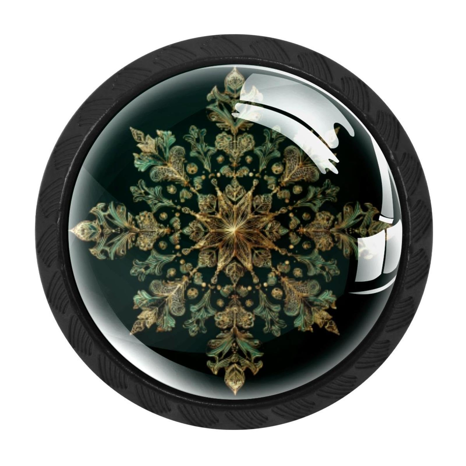 Chenzzzz Multicolored 14 4 Pieces Round Cabinet Knobs Dark Green Christmas Golden Snowflake Dresser Knobs Pulls Handles With Screws For Drawer Pulls Handles Knobs Door Knobs