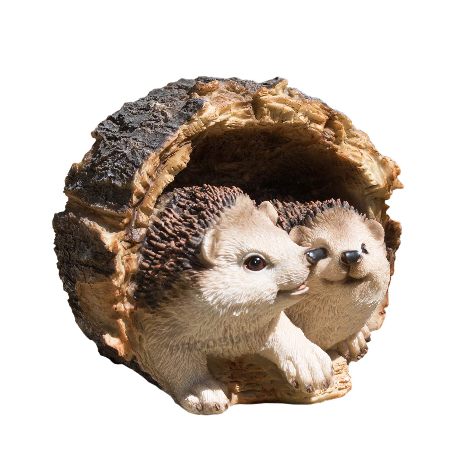 ProdBuy HomeCute Hedgehogs In Log Resin Garden Ornament
