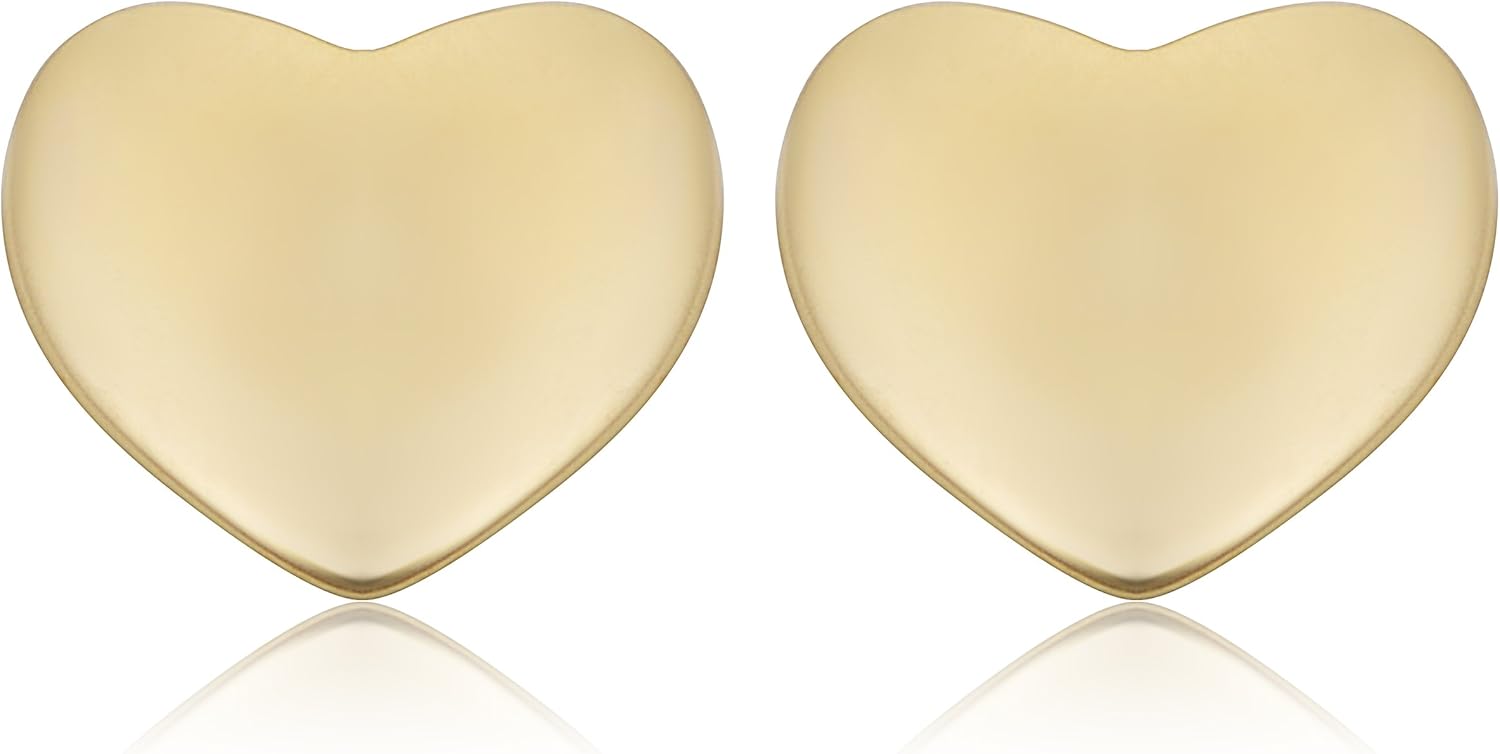 Kooljewelry 14k Gold Heart Stud Earrings (yellow gold or rose gold)
