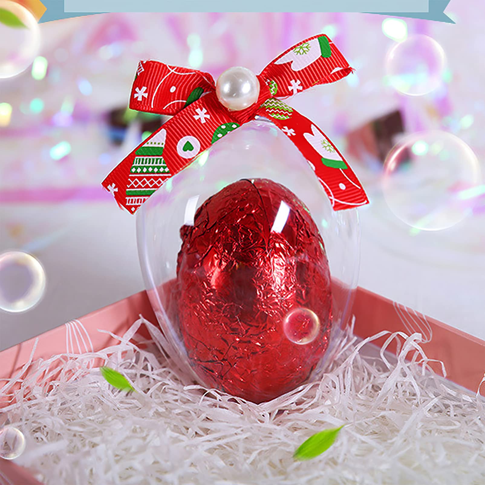 Amosfun - Decorazioni in Acrilico a Forma di Uova di Pasqua, 10 Pezzi, da riempire
