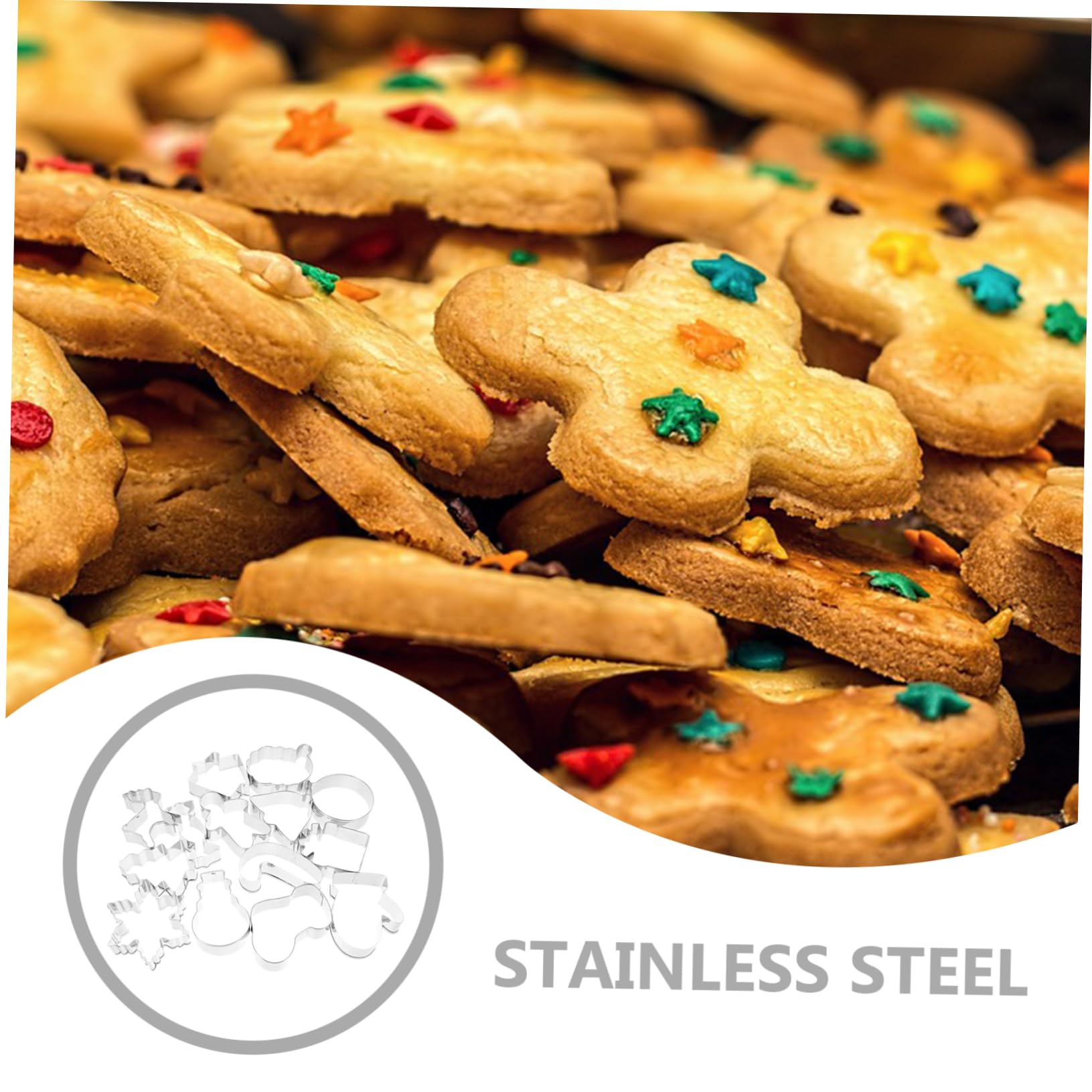 Cabilock 2 Juegos Traje De Navidad Equipo Cortadores De Galletas De Halloween Pan De Jengibre Galleta Estrella Cortadores De Galletas De Navidad Moldes Acero Inoxidable Silver 14 Uds * 2