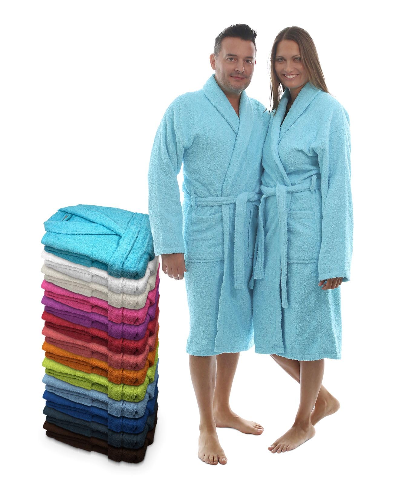 LEBENGOOD - Accappatoio unisex da donna e uomo, 100% cotone spugna americana 400 g, con cintura, tasche, perfetto per la doccia, come vestaglia morbida o come asciugamano