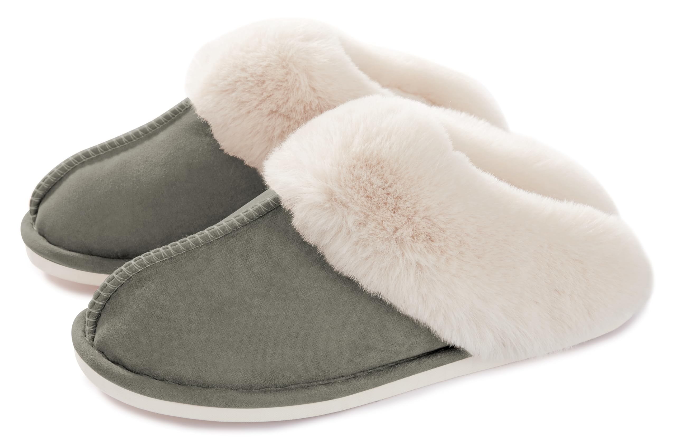 Donpapa Womens Fuzzy Slippers Memory Foam Warm Cozy Indoor House Shoes