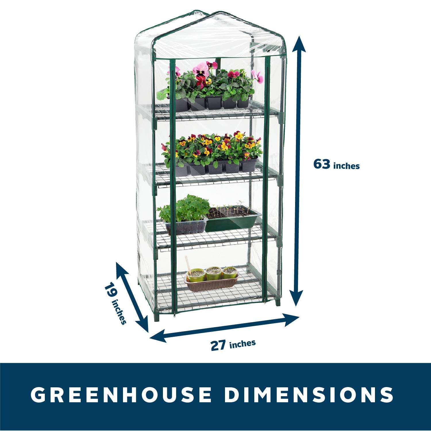 Amazon.com : Teal Turtle 4-Shelf Mini Greenhouse 27 in W x 63 in H