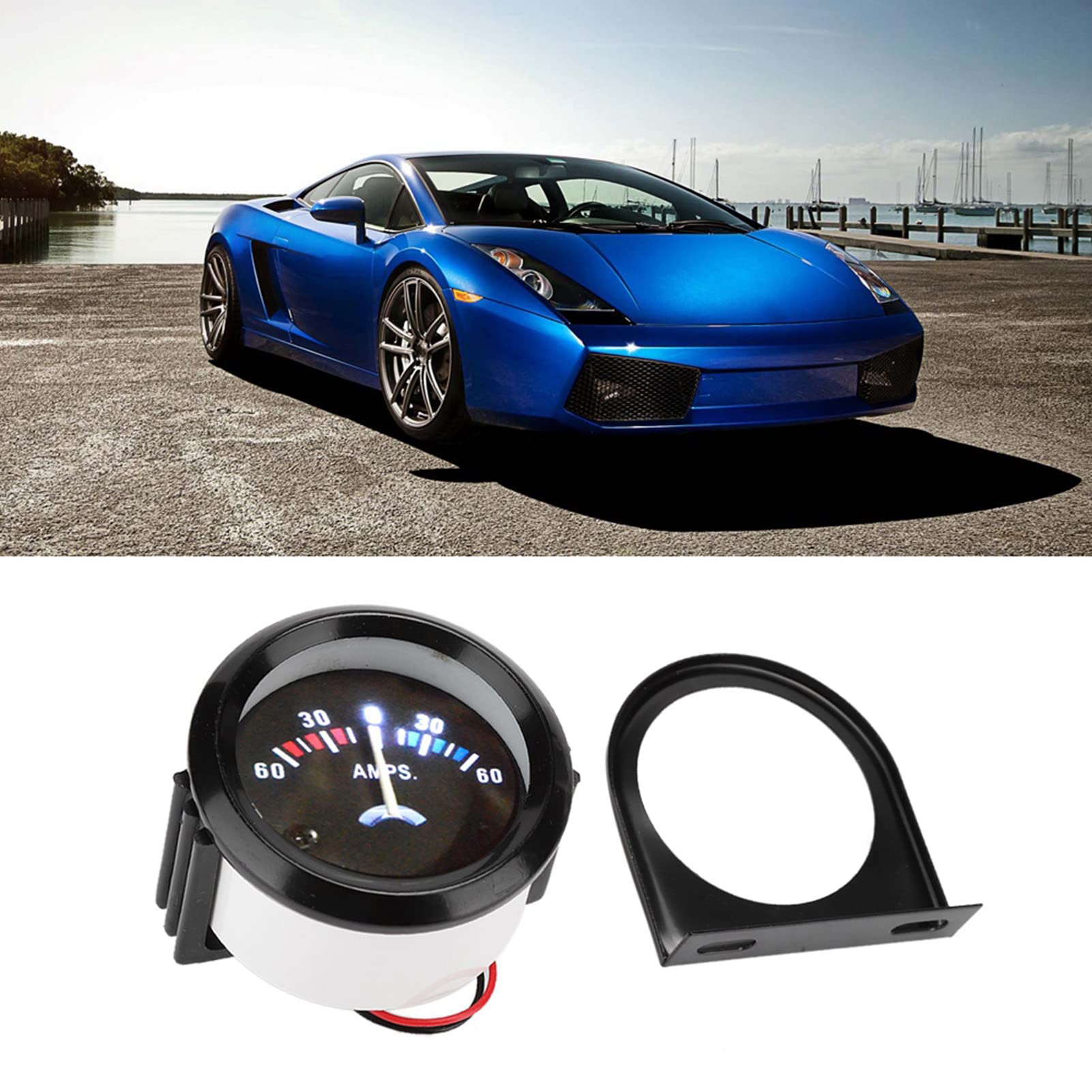Voltmètre Ampèremètre12V 2 Pouces 52mm Voiture 60-0-60A Ampère