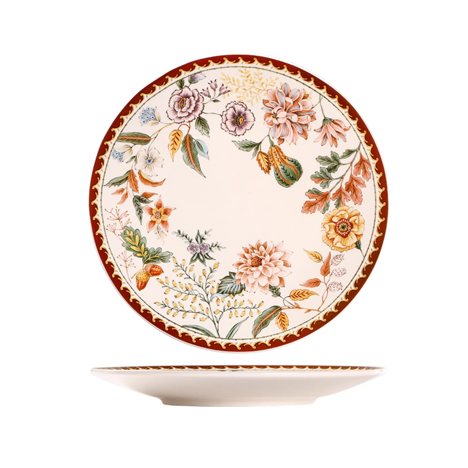 Bistec de cerámica creativa retro occidental plana hogar fresco y exquisita personalidad - Plato de 11 pulgadas