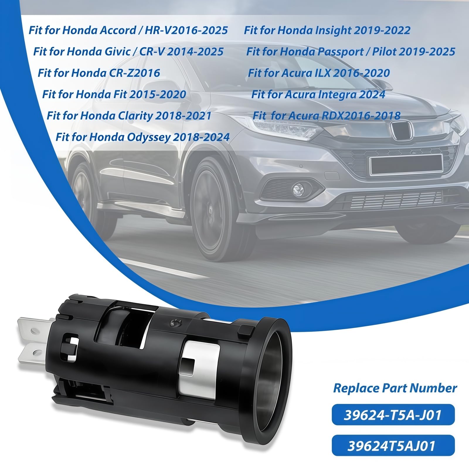 2025 honda hrv sport cigarette lighter 12V power outlet 39624-T5A-J01 Car Cigarette Lighter Socket