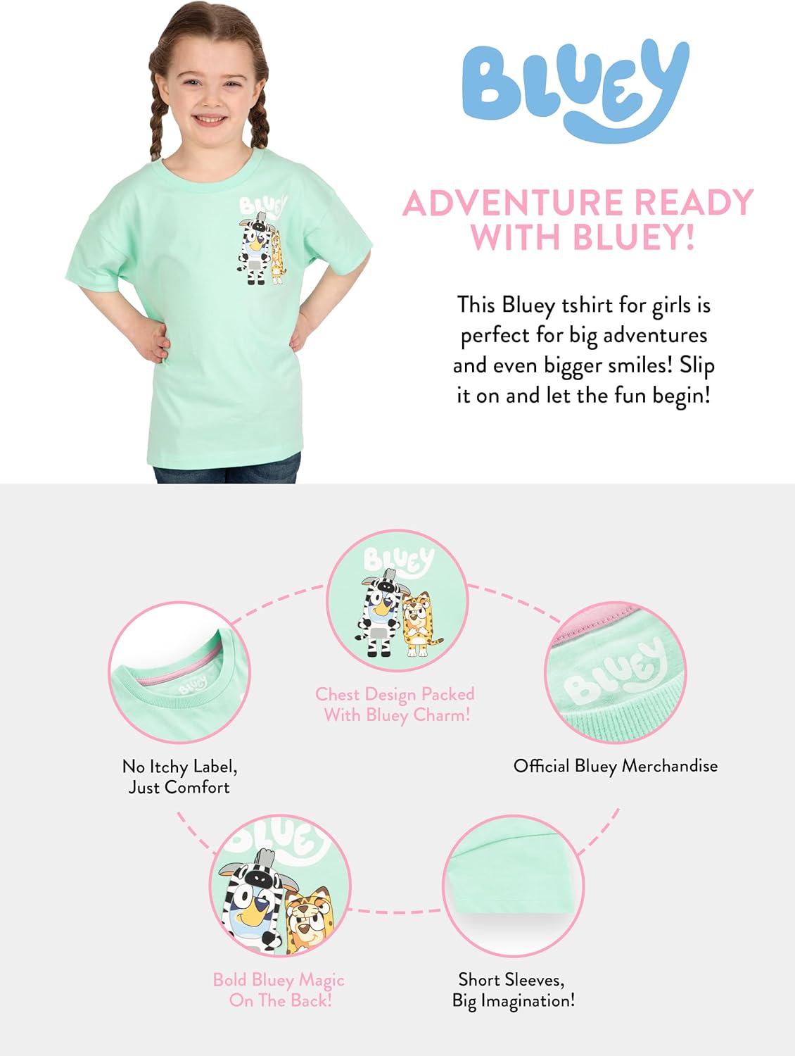 Bluey Tshirt, Girls Short Sleeve Shirt, Bingo Kids Tshirt for Summer, Cotton Girls Summer Clothes - Image 5
