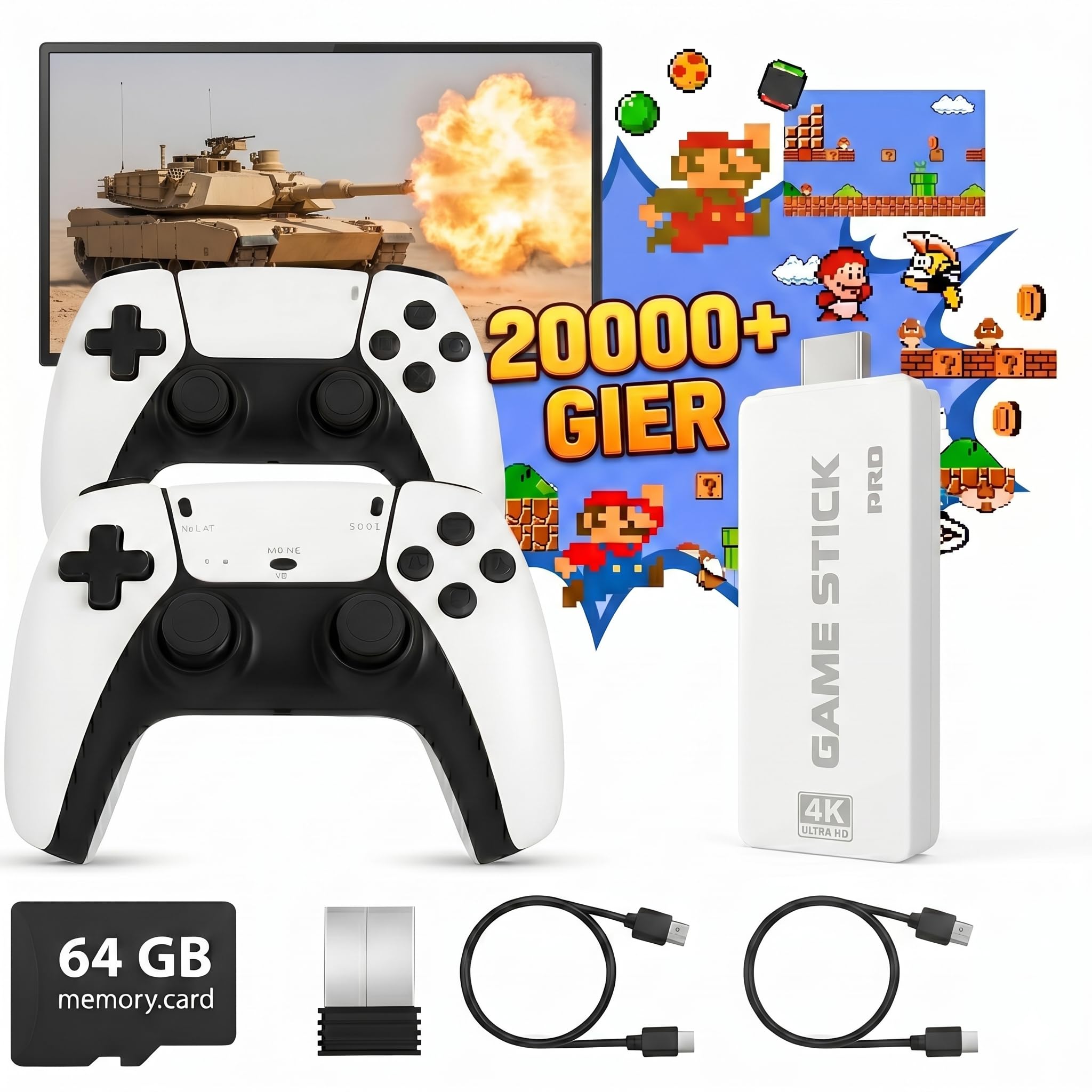 Konsola retro HDMI z 2 bezprzewodowymi kontrolerami i wbudowaną kolekcją gier