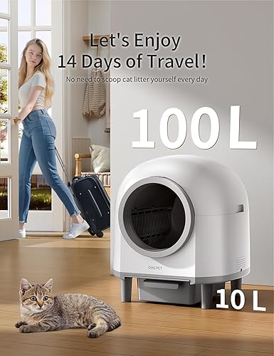 Miniatura 4 de Caja de arena automática para gatos autolimpiante con 10 radares de seguridad, caja de arena inteligente de 100 litros utilizada durante 14 días,