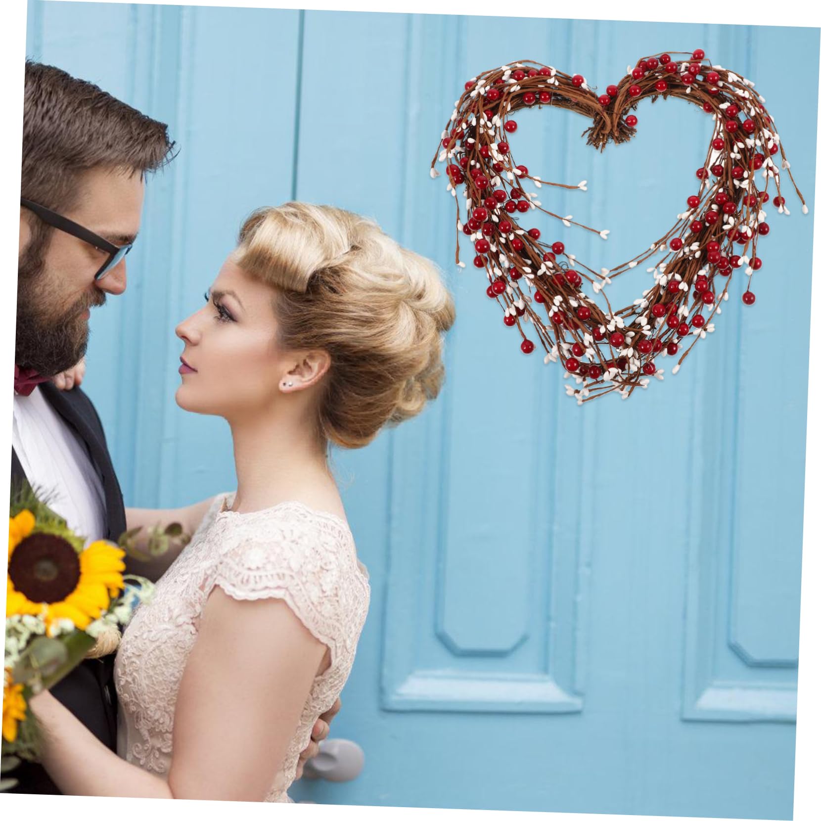 NUOBESTY para Puerta de Entrada Decorativa con Forma de Corazón de Falsas Rojas Y Blancas Decoración Colgante para Fiestas