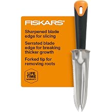 Fiskars Steel Garden Knife, Multi-Purpose Weed Puller Gardening Tool for Planting, Weeding, Digging, and Cultivating with Hanging Hole