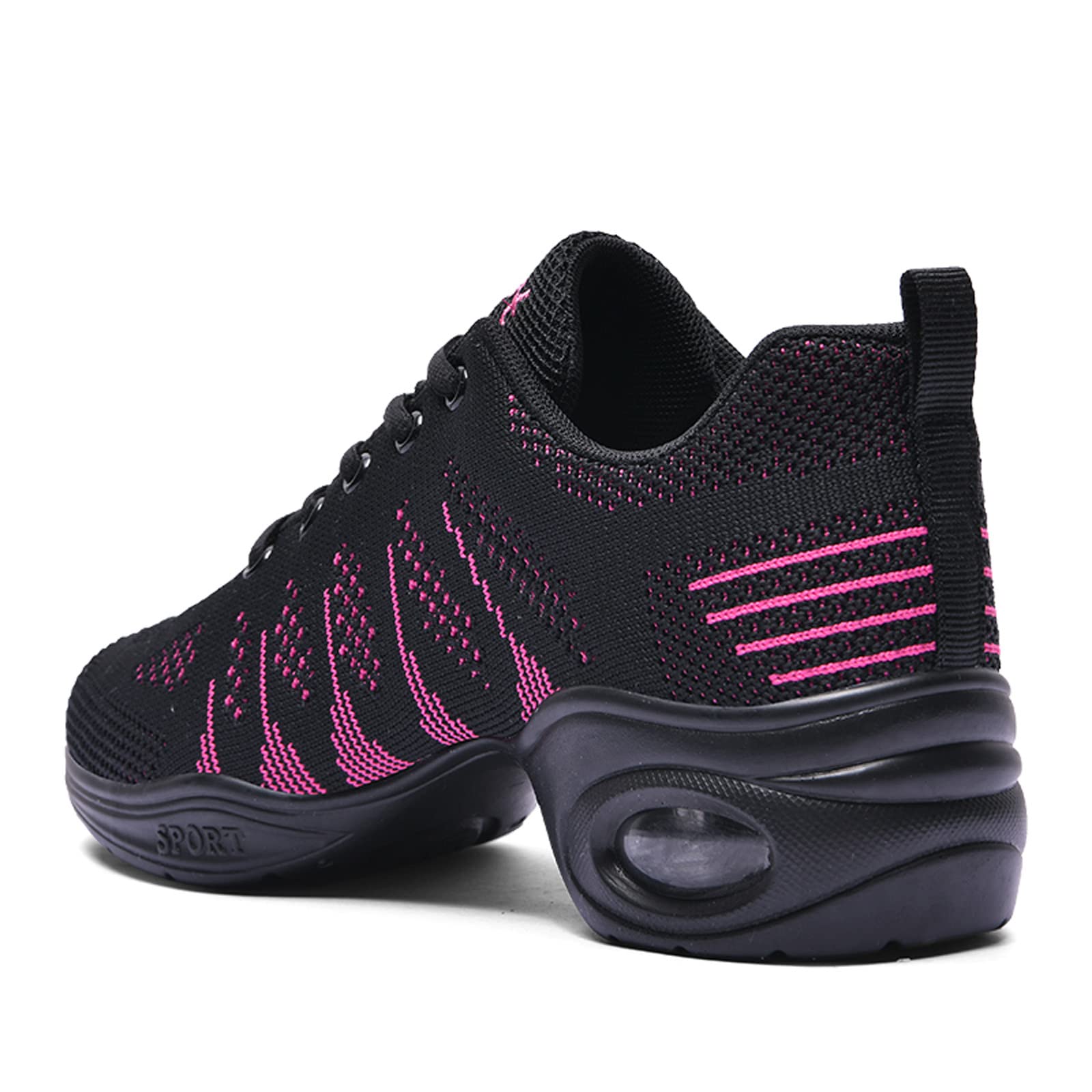 Scarpe da ginnastica da ballo da donna Scarpe jazz stringate traspiranti Mesh Sport Walking Scarpe da ballo Scarpe da pratica Cuscino d'aria all'aperto Scarpe da piattaforma