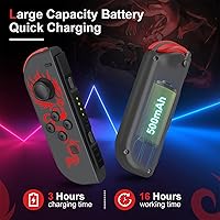 Vista 4 de PPKKAI for Nintendo Switch Controller, Dragon Controllers for SwitchLiteOLED, Replacement Controllers with Dual VibrationWake-up