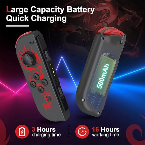 Miniatura 6 de PPKKAI Controller for Nintendo Switch, Red Dragon Controllers for SwitchLiteOLED, Replacement Controllers with Dual VibrationWake-up