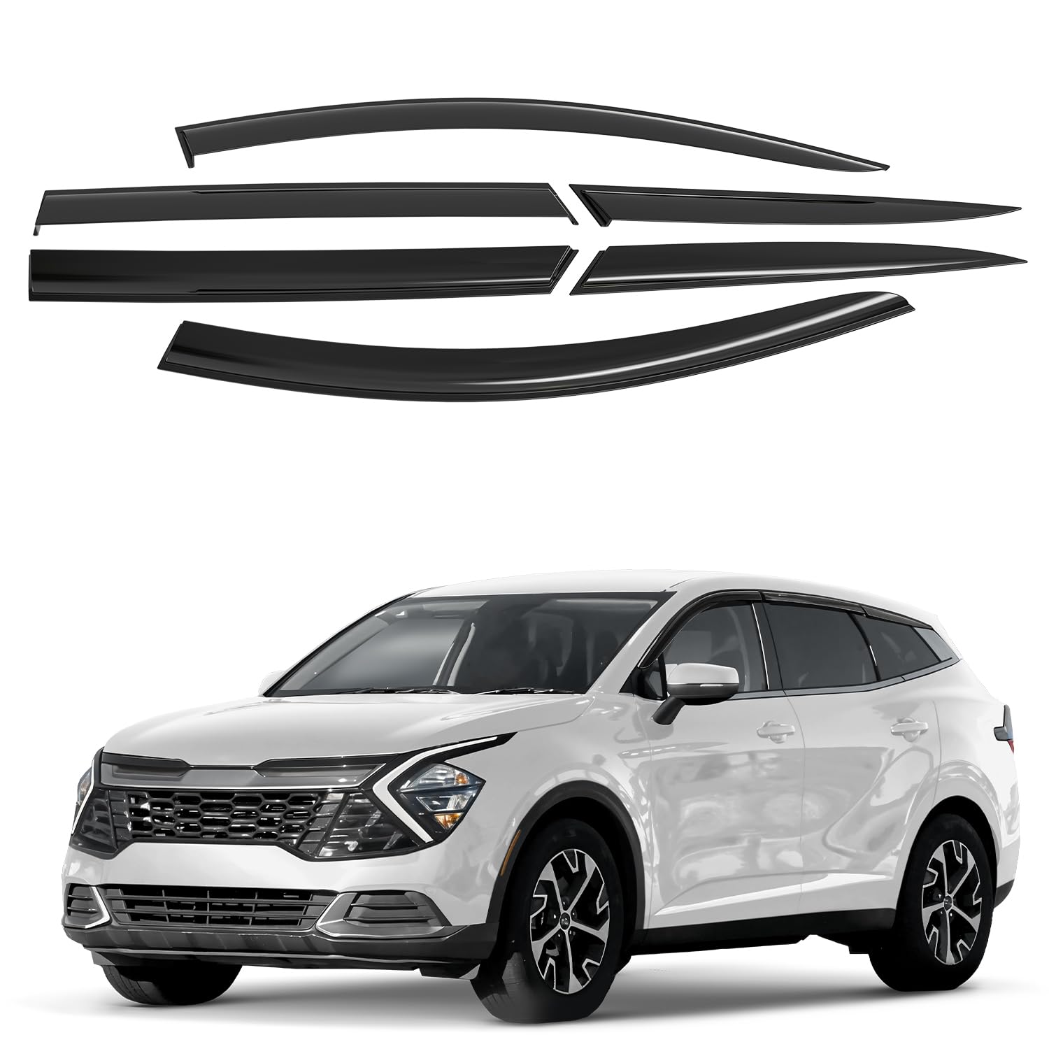 Window Deflectors Smoke Tinted Tape-On Side Window Vent Visor Deflectors Rain Guards Compatible with Kia Sportage 2023-2026 - 6pcs. GW0930