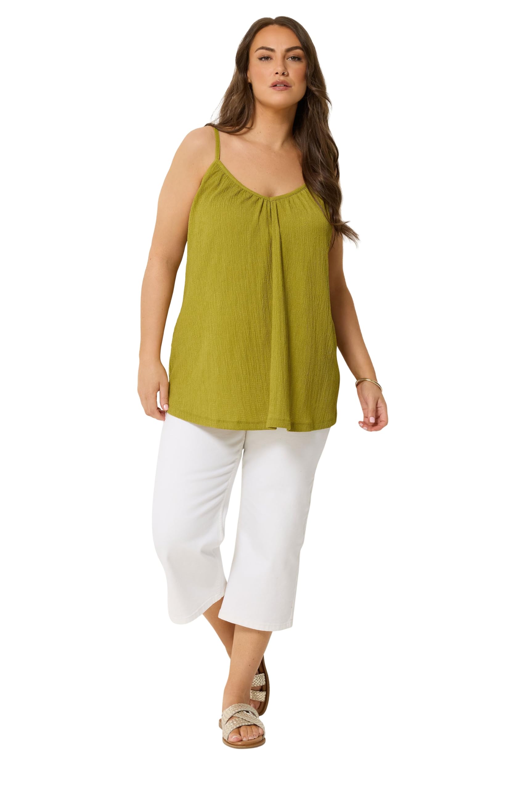 Yours Women's Lime Crinkle Cami Vest Top In | : Size 18