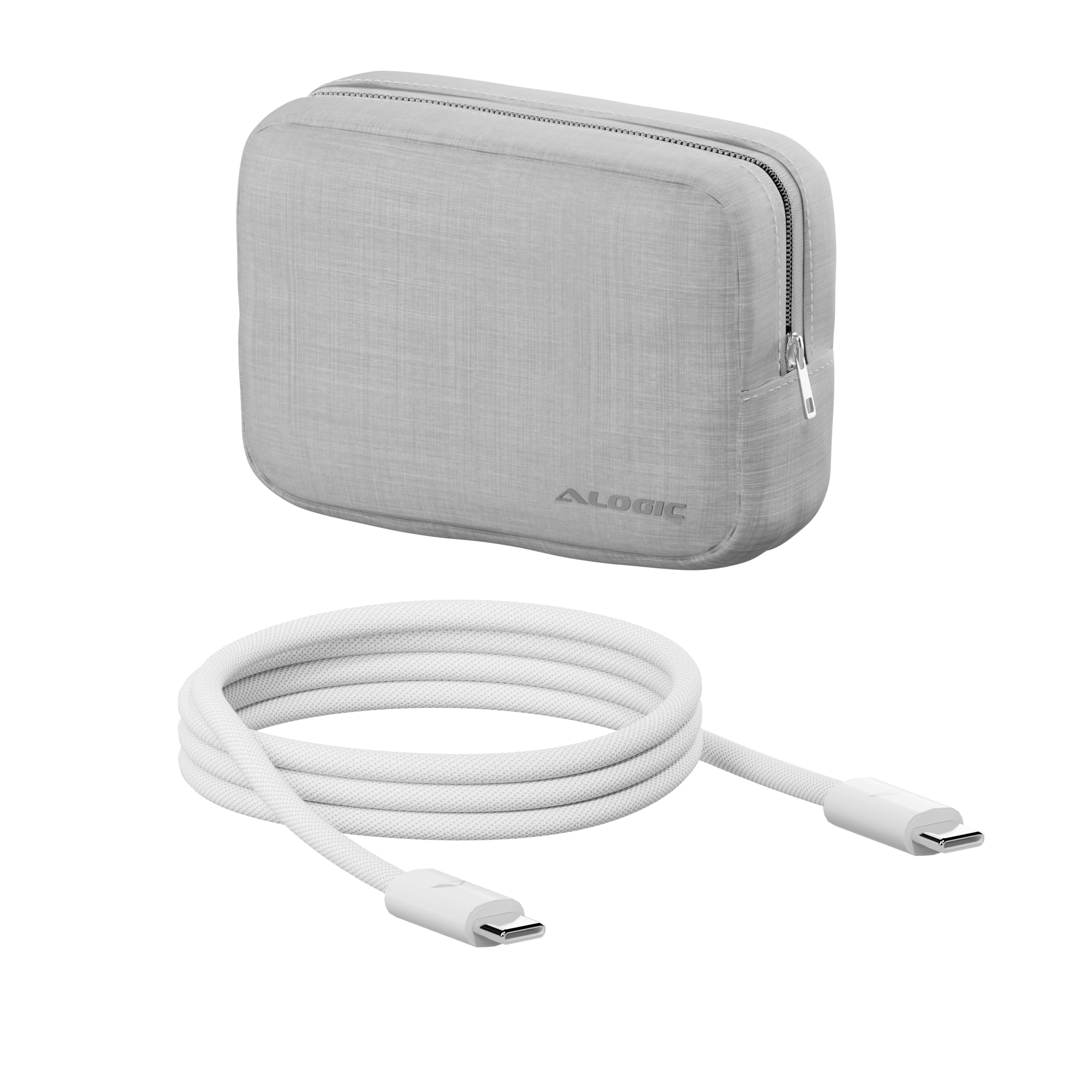 Alogic 3 x 67 Rapid Power, caricabatterie PD da 67 Watt, caricatore da viaggio (EU, UK, US e AU/NZ), tecnologia di ricarica GaN, 2 x USB-C, USB-A, cavo, bianco