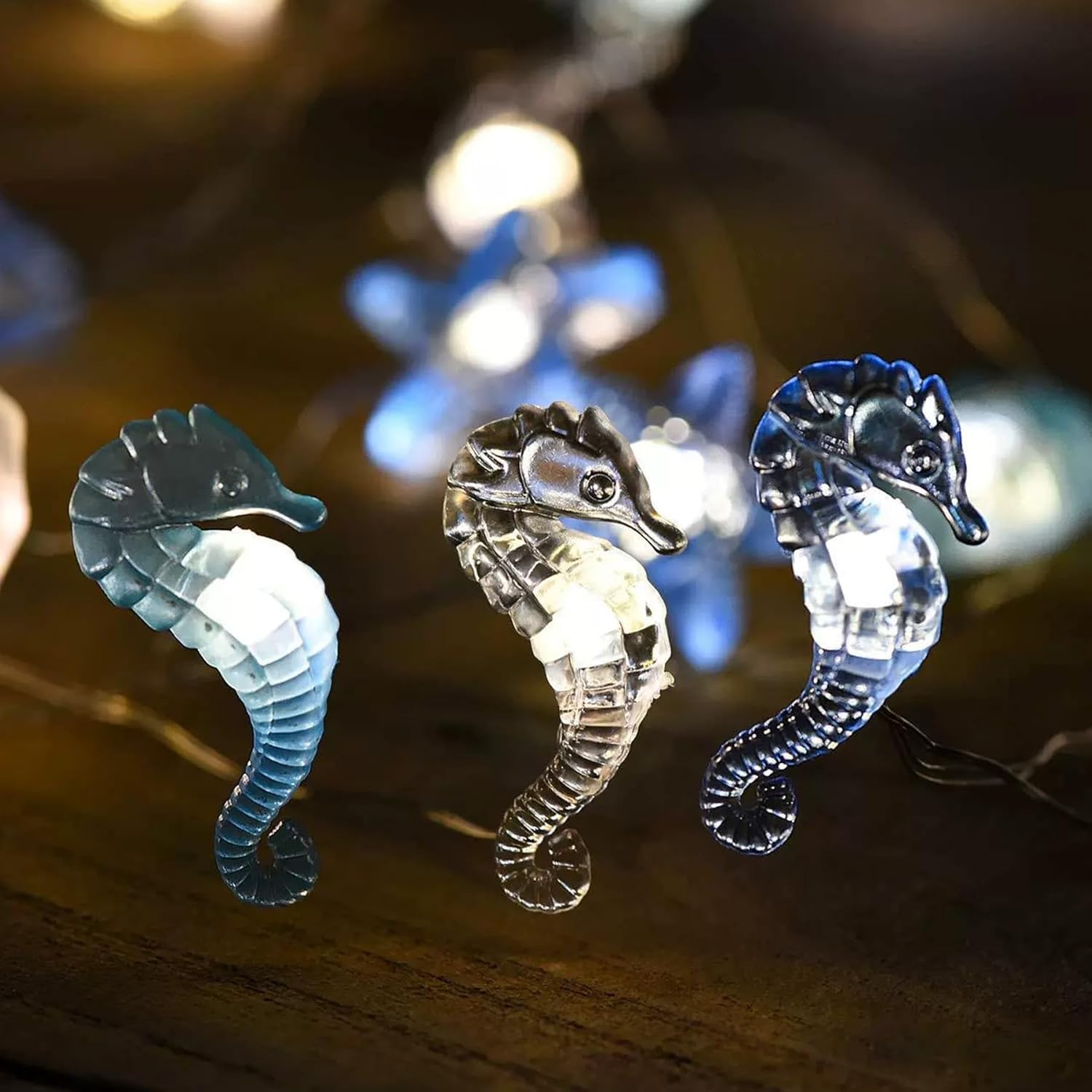 Sunshine Smile 3M Lichterkette 30LED Seepferdchen für Kinderzimmer, Fenster